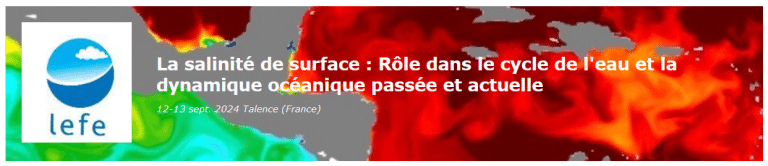 Bandeau Atelier LEFE/CLIMAGO "La salinité des eaux de surface : Rôle dans le cycle de l'eau et la dynamique océanique passée et actuelle"